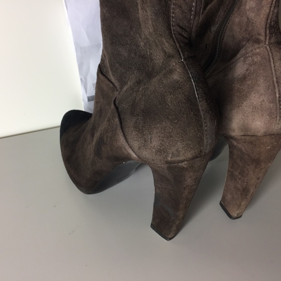 PRADA BROWN KNEE HIGH HEALS SIZE 39 US 8.5 - Picture 13 of 16